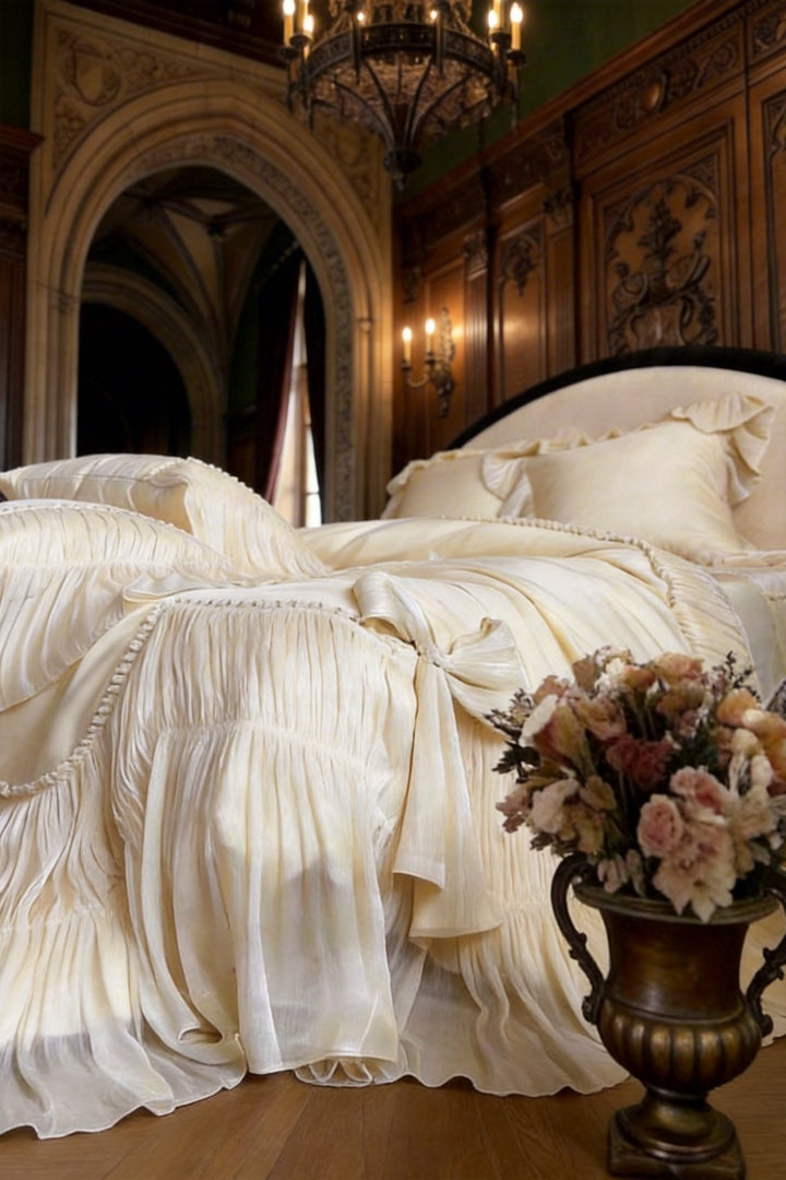 The 'Versailles Silk - Touch' Pleated Cotton Bedding Set - WonderlandByLilian