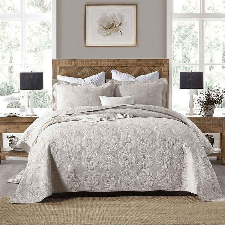 Thea Embroidered Bedspread Set (100% Cotton) - WonderlandByLilian