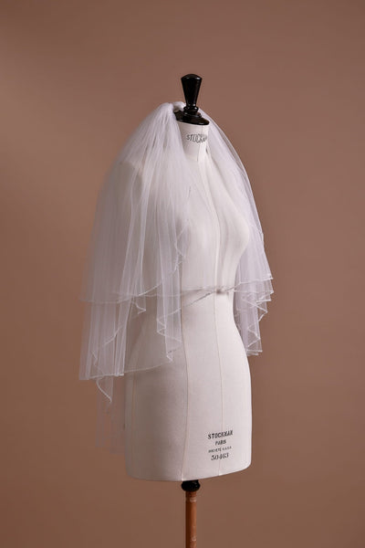 Tiered Tulle Bridal Veil with Delicate Edging, Available with or without Comb - WonderlandByLilian