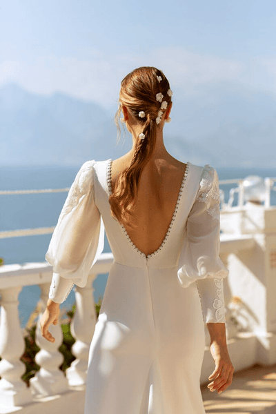 Timeless Long Sleeve Wedding Dress - Fitted Wedding Dress - Sweetheart Neckline Wedding Dress Plus Size - WonderlandByLilian