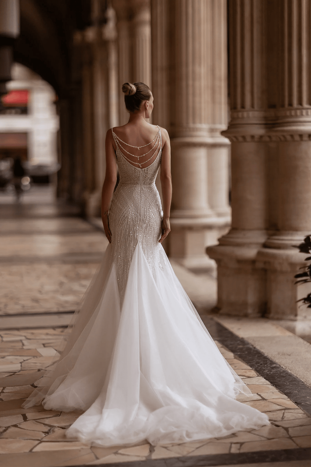 Trumpet Wedding Dress with Long Lace Sleeves – V-Neck Bridal Gown Trum