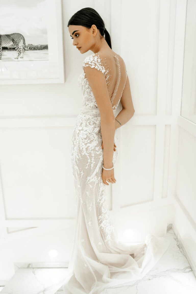 Tulle Mermaid Wedding Gown with Cape - Floral Applique Dress with Beaded Plus Size - MONTE CARLO Size 16W Tulle Mermaid Wedding Gown with Cape - Floral Applique Dress with Beaded Plus Size - MONTE CARLO Size 16W
