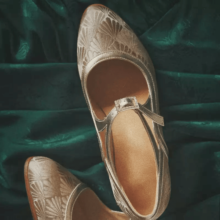 "Twilight Garden" – Handmade Embroidered Floral Mary Jane Heels - WonderlandByLilian