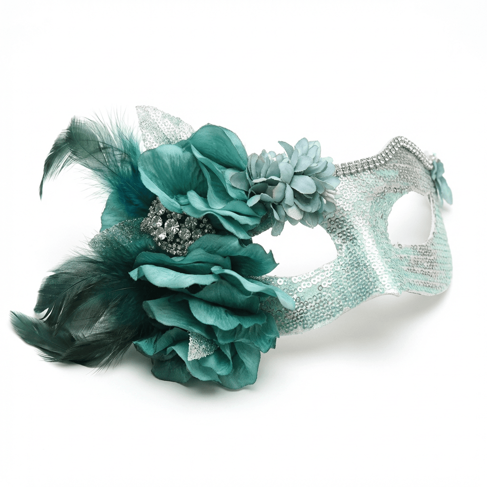 Verdant Éclipse – Art Deco Venetian Masquerade Mask - WonderlandByLilian