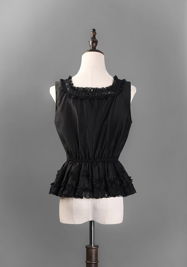 Victorian - Inspired Black and White Gothic Lolita Ball Gown with Tiered Ruffles – Tencel Organza Dress with Lace Trim Plus Size - WonderlandByLilian