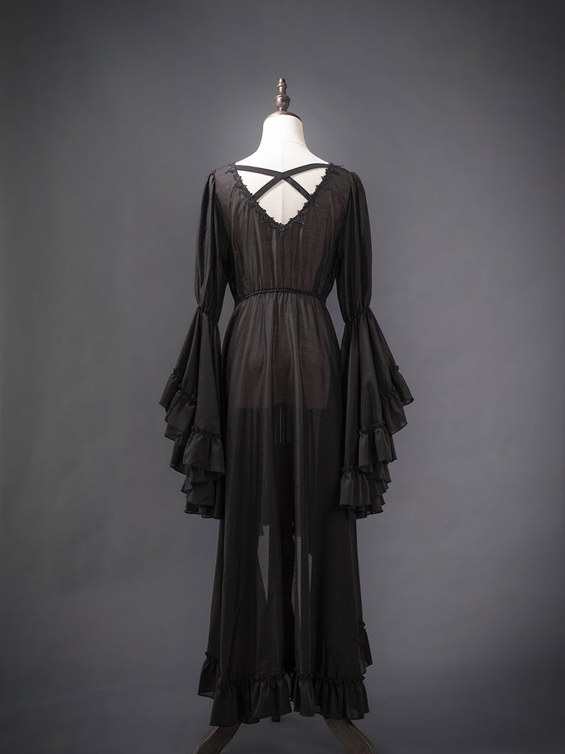black edwardian dress Victorian-Inspired and White Gothic Ball Gown with Cross Embroidery High Neck Lolita Plus Size Size 22W / Black whether its a formal event or a night at the opera Victorian-Inspired Black Gothic Lolita Ball