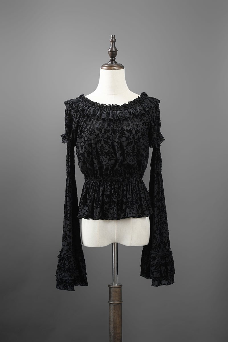Victorian - Inspired Black Gothic Long Sleeve Velvet Evening Dress with Corset Waist – Lace Evening Gown Plus Size - WonderlandByLilian