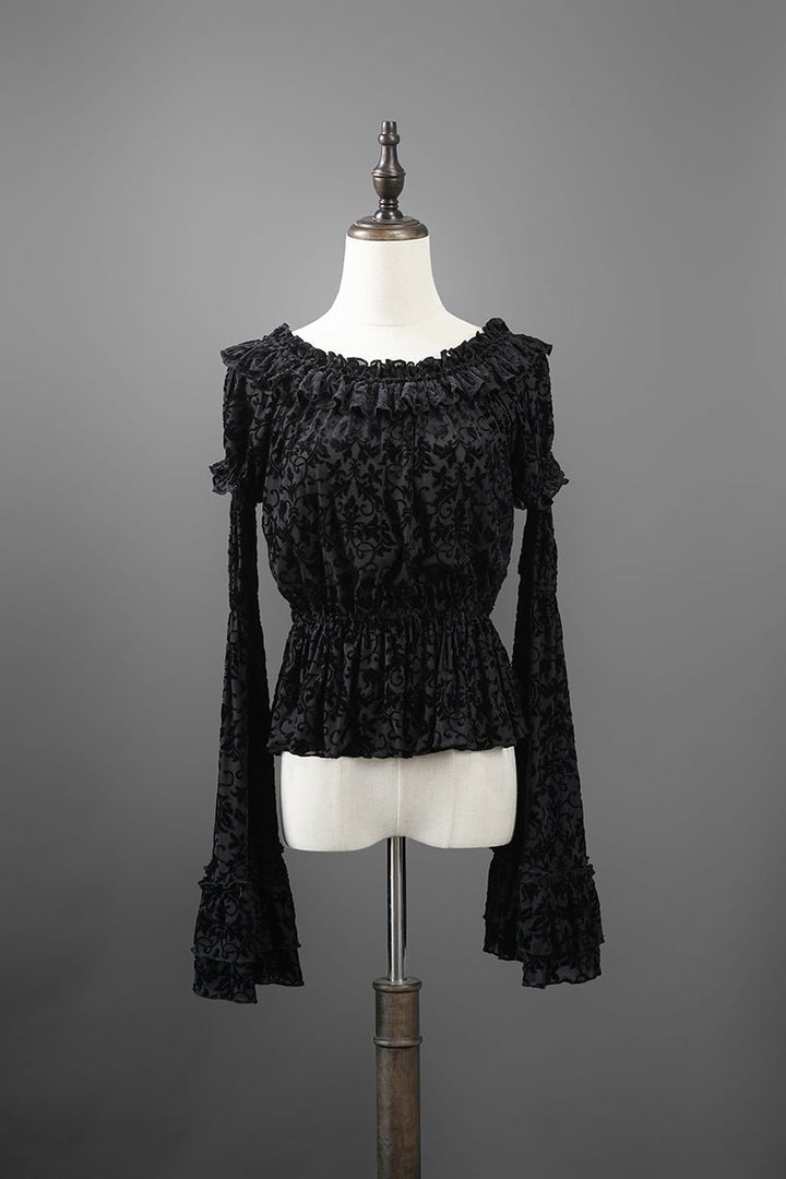 Victorian - Inspired Black Gothic Long Sleeve Velvet Evening Dress with Corset Waist – Lace Evening Gown Plus Size - WonderlandByLilian