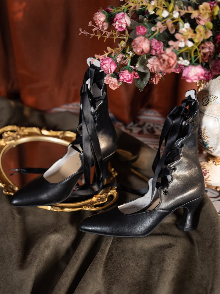 American Duchess Lace Up Leather Boots Womens Camille Edwardian