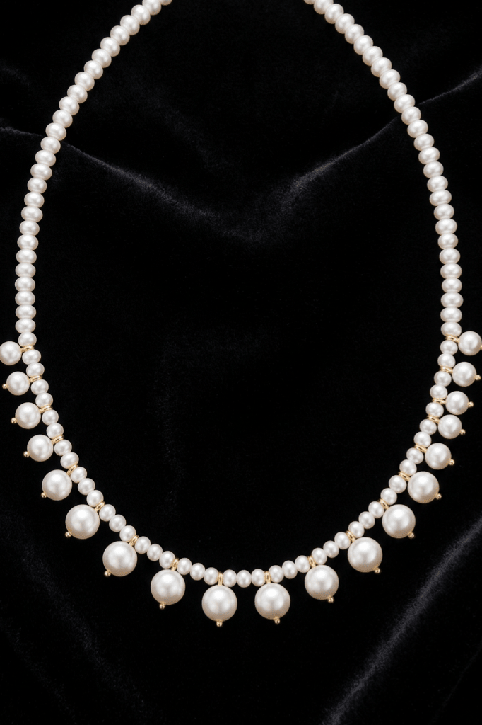 Victorian Pearl Fringe Necklace Gothic Regency Era Bridal Choker Marie Antoinette Style - WonderlandByLilian