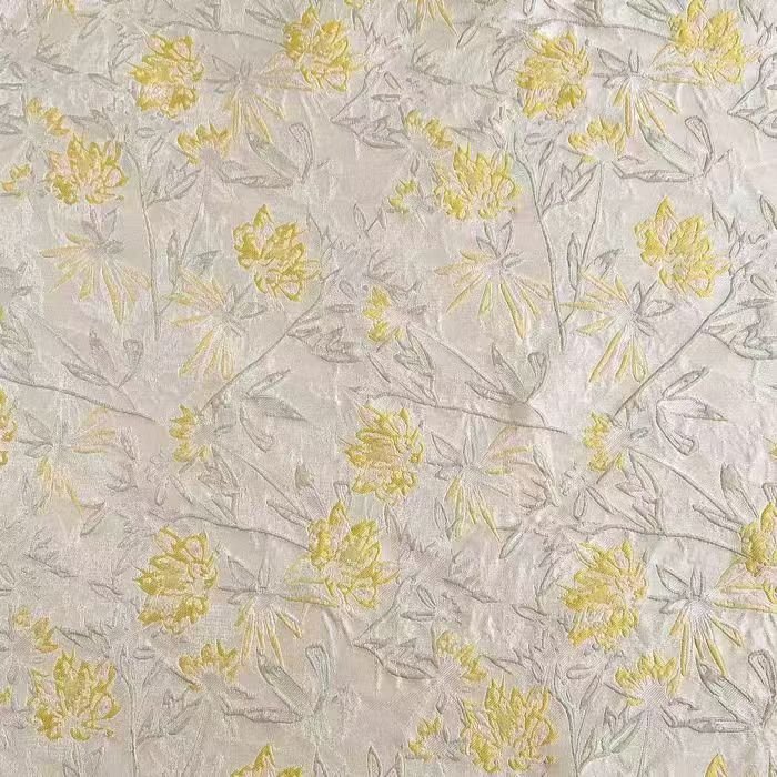 Vintage Floral Jacquard Fabric with 3D Embossed Chrysanthemum Pattern for Fashion Clothing and Bags - WonderlandByLilian