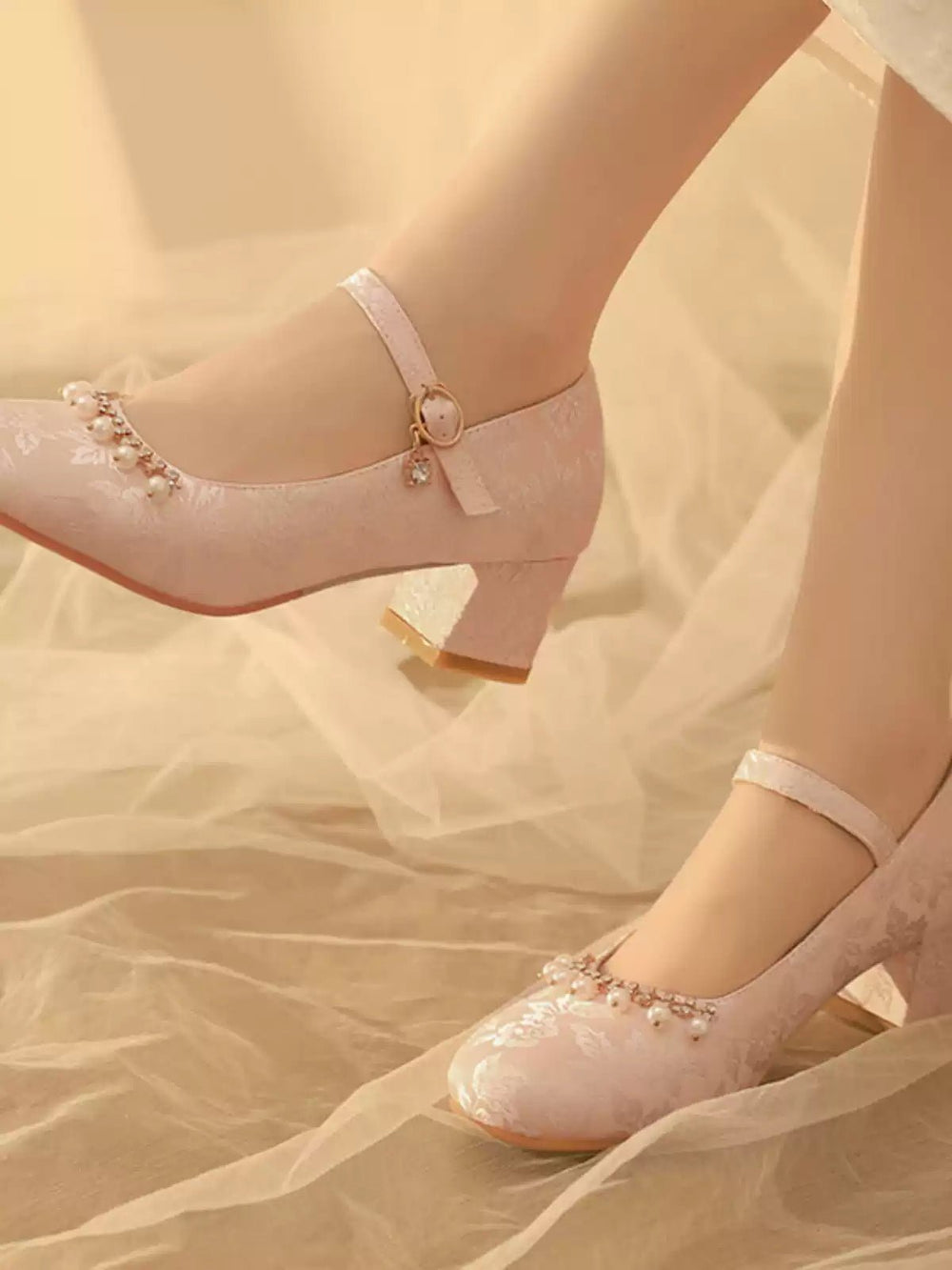 Vintage Floral Mary Jane Heels - Regency Era Inspired Retro Shoes - WonderlandByLilian