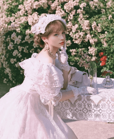 Vintage Gunne Sax Inspired Princess Pink Lace Dress - Victorian Style Pink Prom Dress Plus Size - WonderlandByLilian