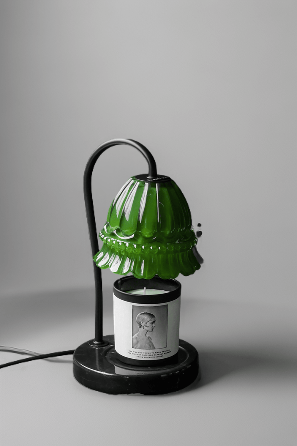Vintage - Inspired Antique Green Lily of the Valley art Deco Table Lamps and Designer Lamps with Italian Portoro Marble Base - WonderlandByLilian