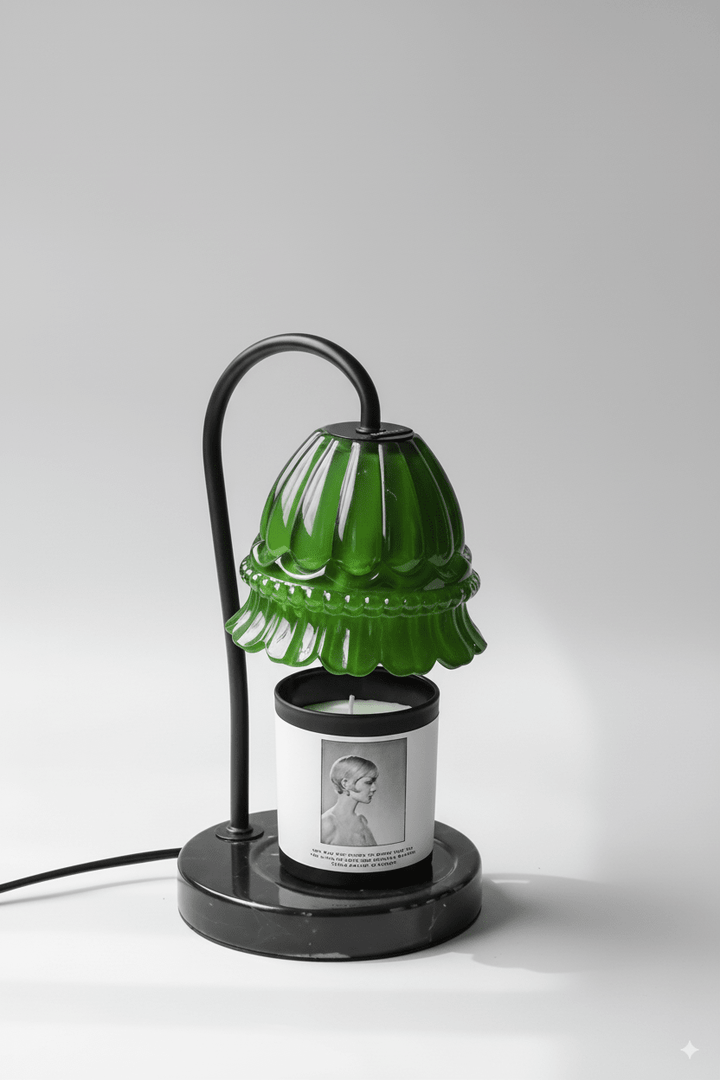 Vintage - Inspired Antique Green Lily of the Valley art Deco Table Lamps and Designer Lamps with Italian Portoro Marble Base - WonderlandByLilian