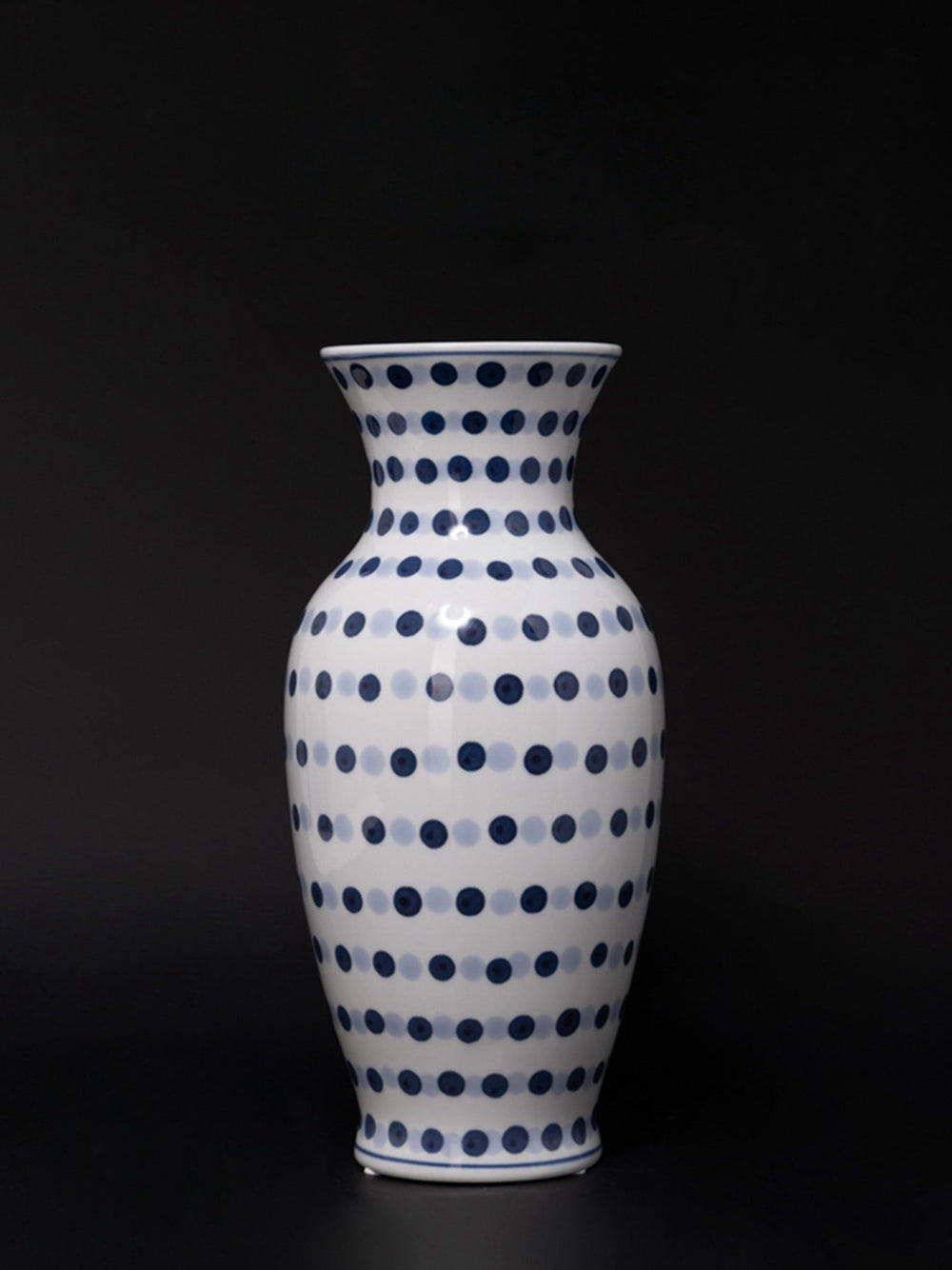 Vintage - Inspired Artistical Handcrafted Blue and White Porcelain Vase Set with Hand Painted Polka Dot - WonderlandByLilian