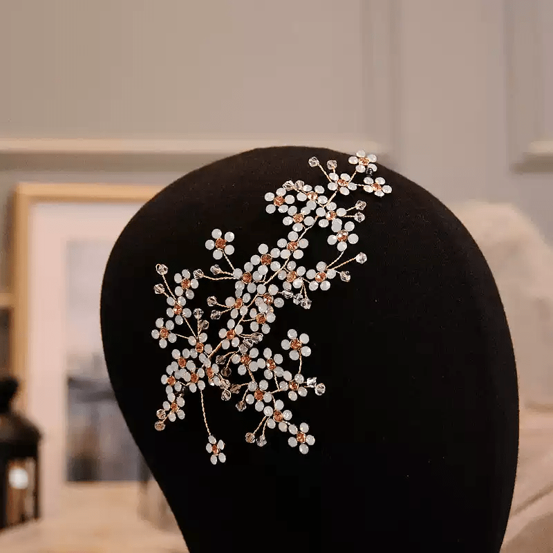 Vintage - Inspired Bridal Headpiece with Handcrafted Opal and Crystal Beads – Gold - Plated Wedding Hair Accessory - WonderlandByLilian