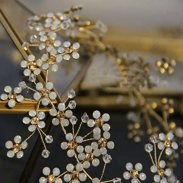 Vintage - Inspired Bridal Headpiece with Handcrafted Opal and Crystal Beads – Gold - Plated Wedding Hair Accessory - WonderlandByLilian