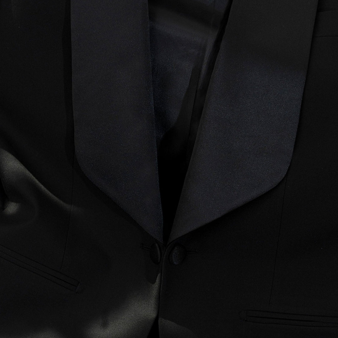 Vintage - Inspired Custom Made Black Polyester Blend Shawl Lapel Wedding Suit – Mens Evening Wear Tuxedo Plus Size - WonderlandByLilian