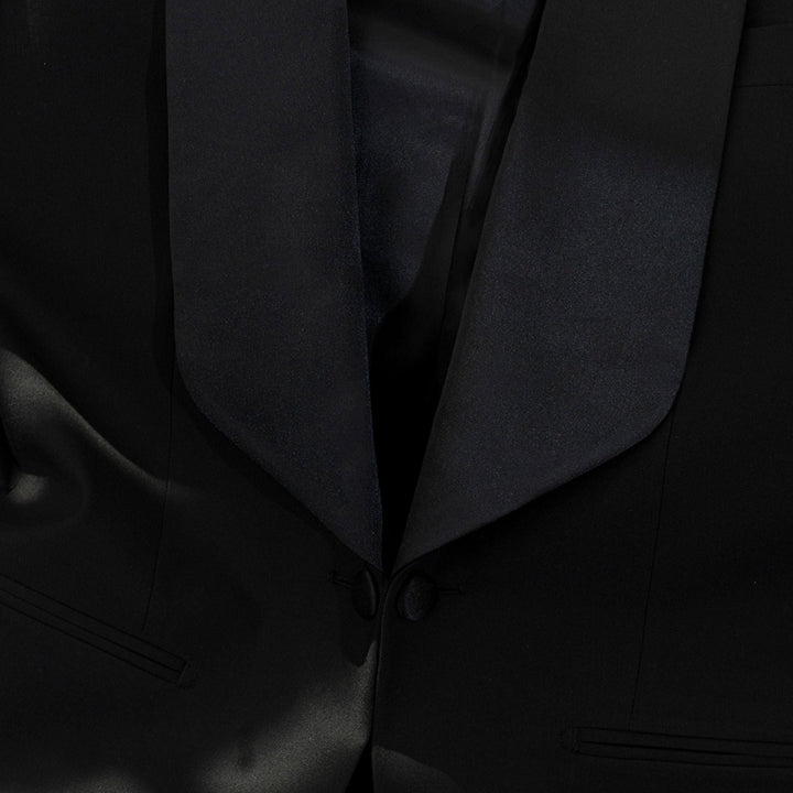 Vintage - Inspired Custom Made Black Polyester Blend Shawl Lapel Wedding Suit – Mens Evening Wear Tuxedo Plus Size - WonderlandByLilian
