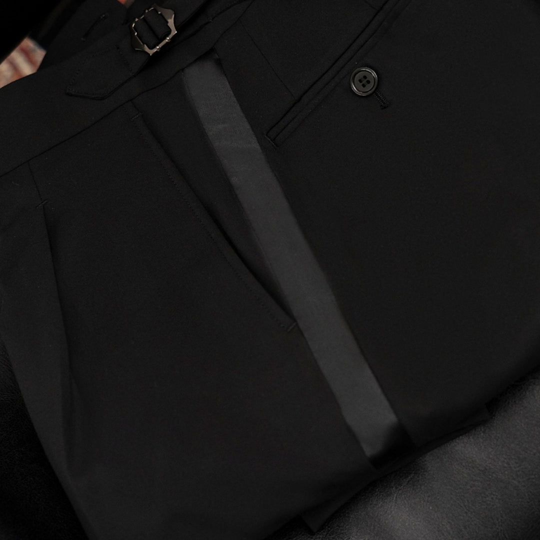 Vintage - Inspired Custom Made Black Polyester Blend Shawl Lapel Wedding Suit – Mens Evening Wear Tuxedo Plus Size - WonderlandByLilian