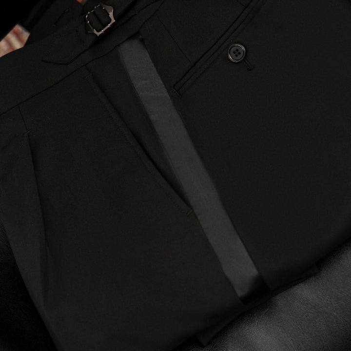 Vintage - Inspired Custom Made Black Polyester Blend Shawl Lapel Wedding Suit – Mens Evening Wear Tuxedo Plus Size - WonderlandByLilian