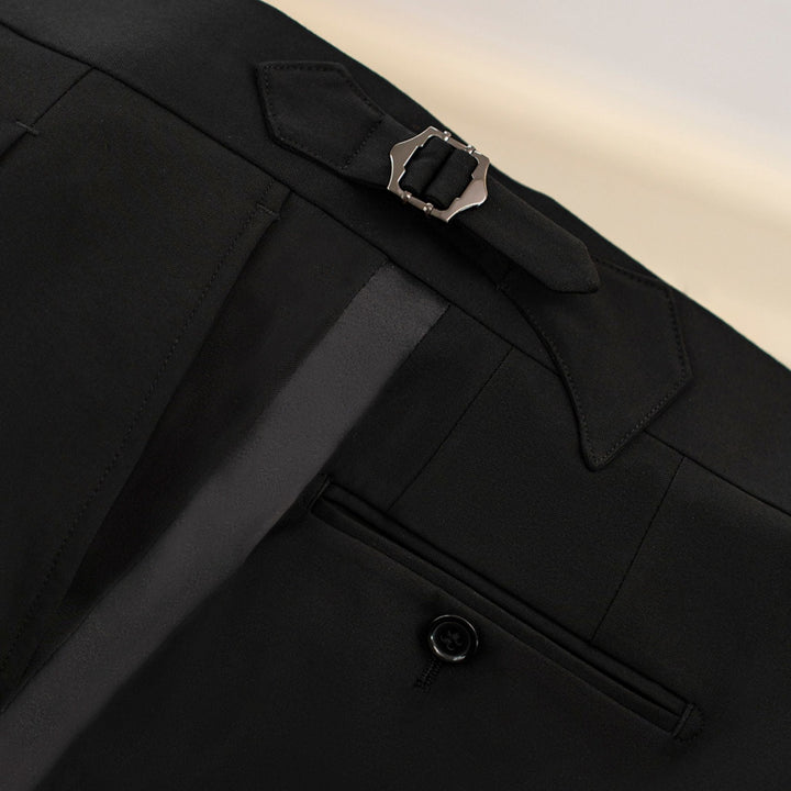 Vintage - Inspired Custom Made Black Polyester Blend Shawl Lapel Wedding Suit – Mens Evening Wear Tuxedo Plus Size - WonderlandByLilian