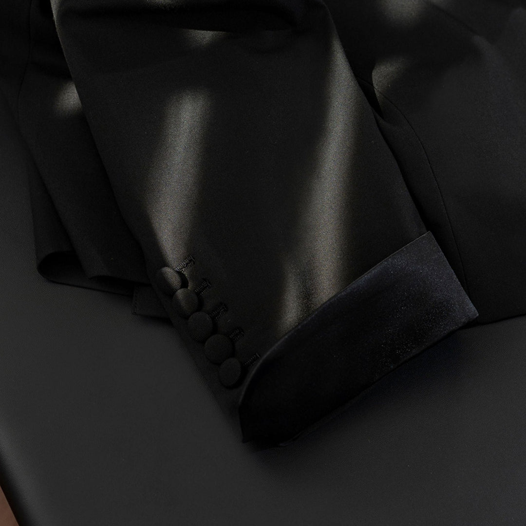 Vintage - Inspired Custom Made Black Polyester Blend Shawl Lapel Wedding Suit – Mens Evening Wear Tuxedo Plus Size - WonderlandByLilian