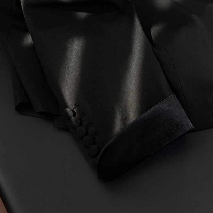Vintage - Inspired Custom Made Black Polyester Blend Shawl Lapel Wedding Suit – Mens Evening Wear Tuxedo Plus Size - WonderlandByLilian