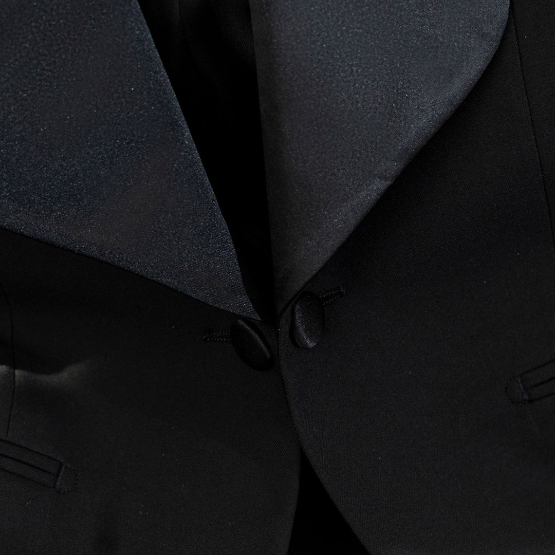 Vintage - Inspired Custom Made Black Polyester Blend Shawl Lapel Wedding Suit – Mens Evening Wear Tuxedo Plus Size - WonderlandByLilian
