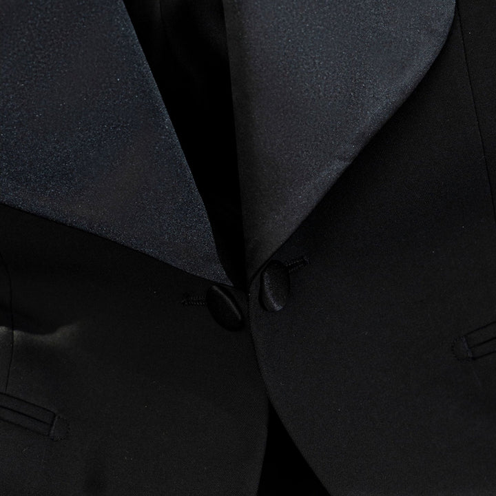 Vintage - Inspired Custom Made Black Polyester Blend Shawl Lapel Wedding Suit – Mens Evening Wear Tuxedo Plus Size - WonderlandByLilian