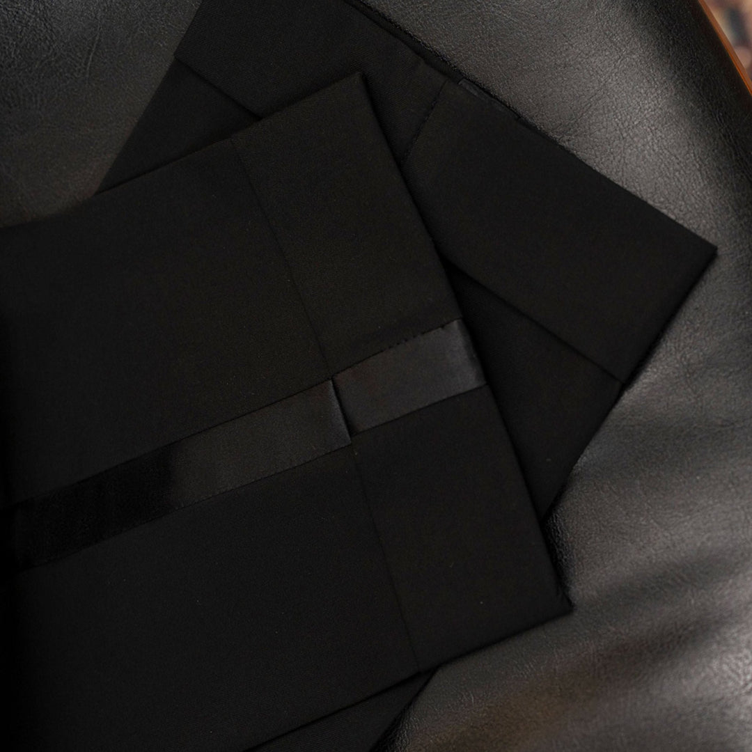 Vintage - Inspired Custom Made Black Polyester Blend Shawl Lapel Wedding Suit – Mens Evening Wear Tuxedo Plus Size - WonderlandByLilian