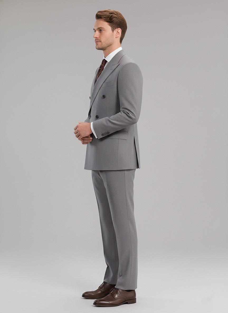 Vintage - Inspired Custom Made Grey Wool - Blend Double - Breasted Wedding Suit – Regency Menswear Formal Wear Plus Size - WonderlandByLilian