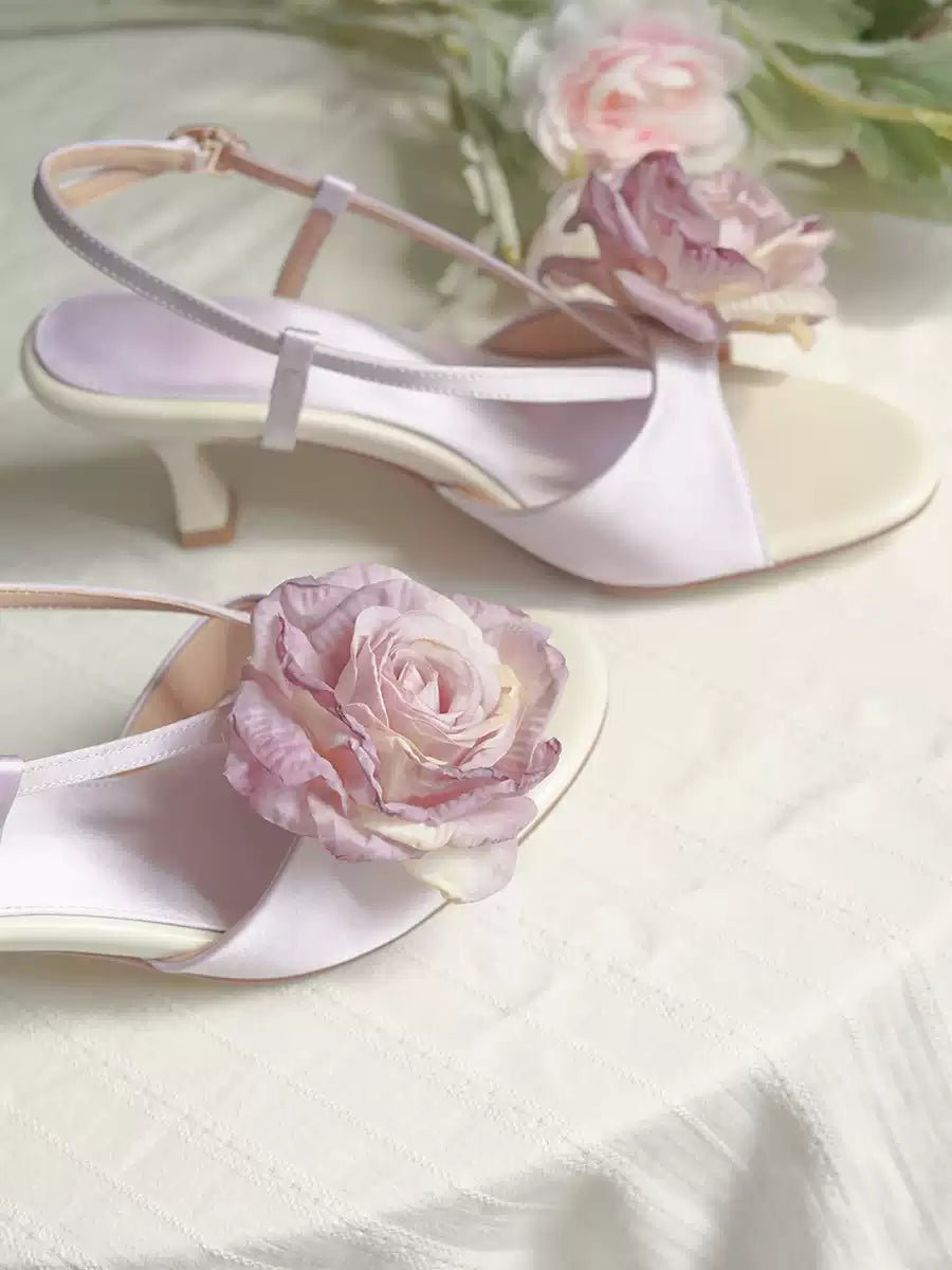 Vintage Inspired Floral Satin Heels - Regency Era Retro Shoes - WonderlandByLilian