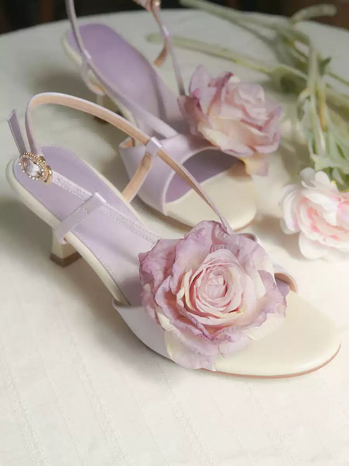 Vintage Inspired Floral Satin Heels - Regency Era Retro Shoes - WonderlandByLilian
