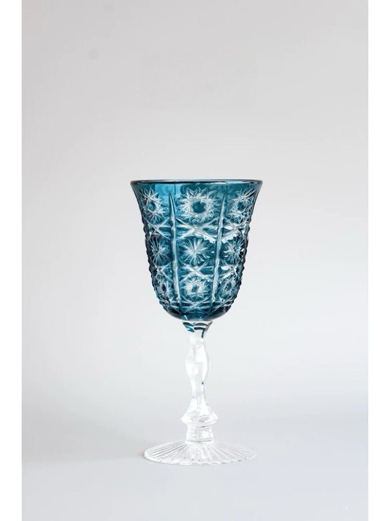 Vintage - Inspired Handmade French Indigo Crystal Wine Goblet - WonderlandByLilian