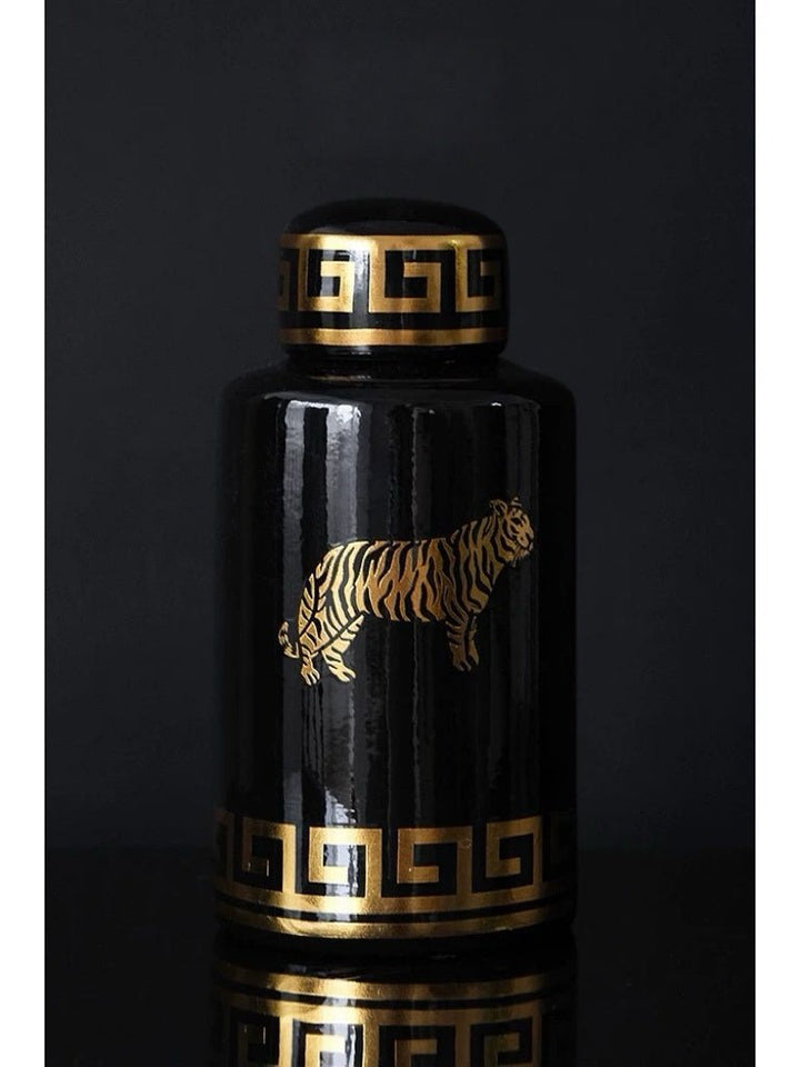 Vintage - Inspired Handmade French Painted Ceramic Leopard Vase - WonderlandByLilian