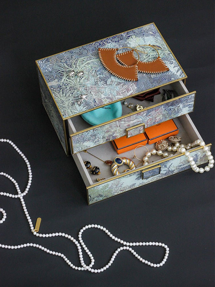 Vintage - Inspired Handmade French Painted Glass Jewelry Box - WonderlandByLilian