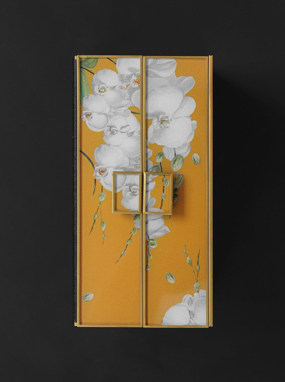 Vintage - Inspired Handmade French Yellow Orchid Painted Glass Jewelry Box - WonderlandByLilian
