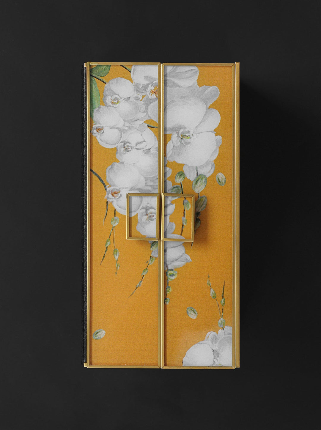 Vintage - Inspired Handmade French Yellow Orchid Painted Glass Jewelry Box - WonderlandByLilian