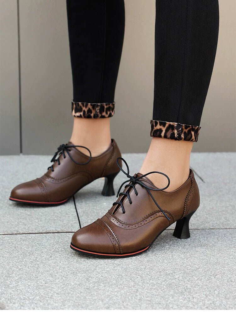 Vintage - Inspired Lace - Up Heeled Oxfords - Regency Style Shoes - WonderlandByLilian