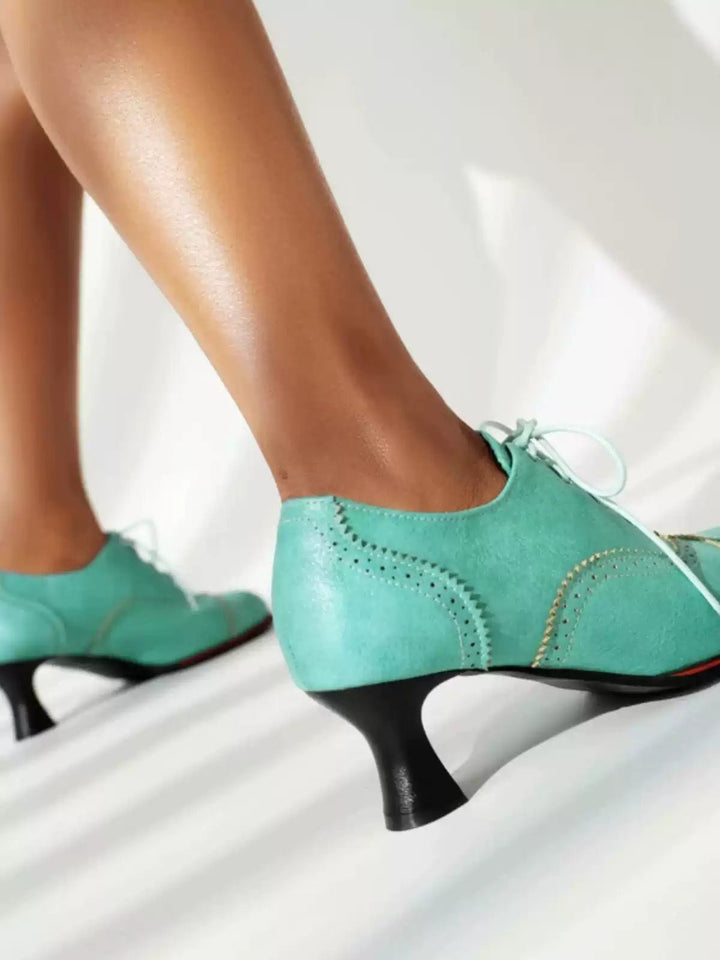 Vintage - Inspired Lace - Up Heeled Oxfords - Regency Style Shoes - WonderlandByLilian