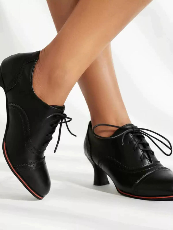 Vintage - Inspired Lace - Up Heeled Oxfords - Regency Style Shoes - WonderlandByLilian