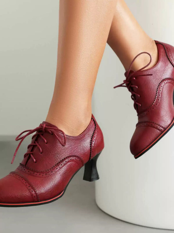 Vintage - Inspired Lace - Up Heeled Oxfords - Regency Style Shoes - WonderlandByLilian