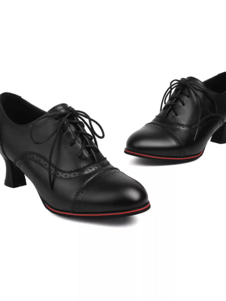 Vintage - Inspired Lace - Up Heeled Oxfords - Regency Style Shoes - WonderlandByLilian