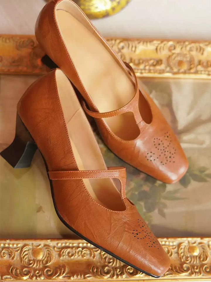 Vintage - Inspired Mary Jane Leather Heels - WonderlandByLilian