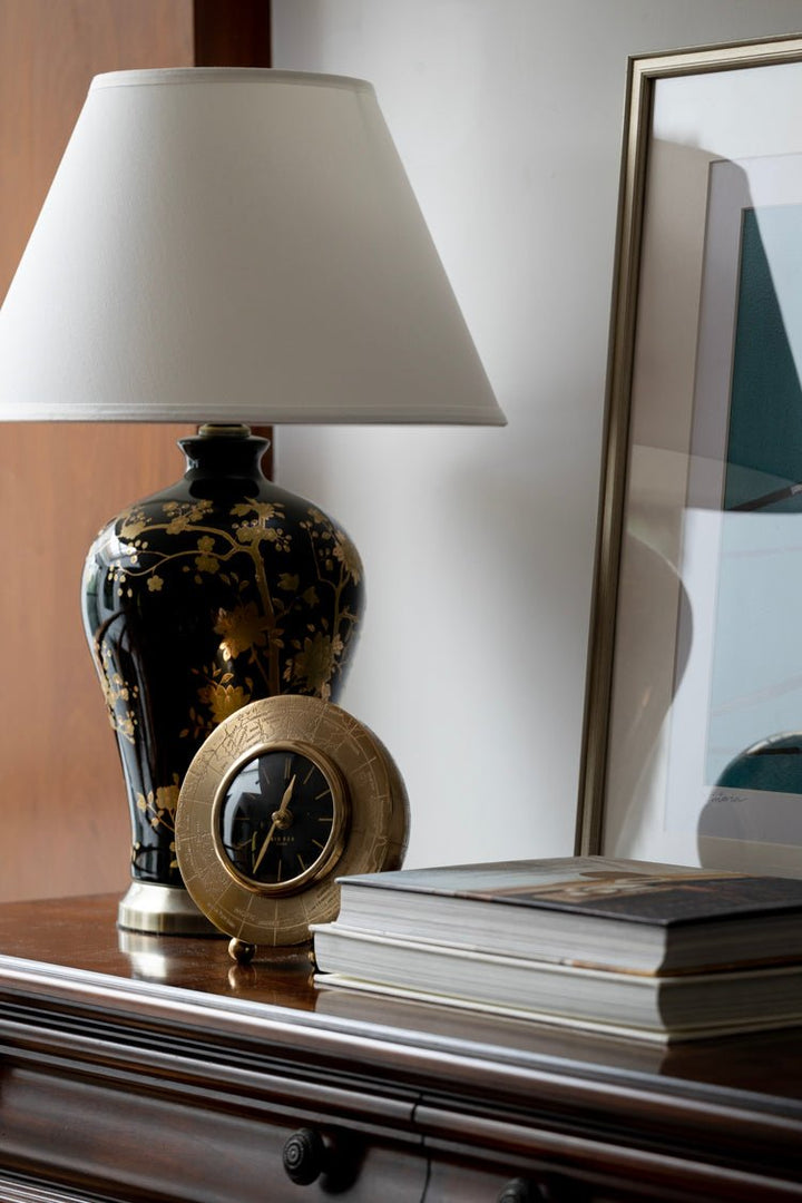 Vintage - Inspired Medieval India Handmade Brass Globe Mantel Clock with Engraved World Map Design - WonderlandByLilian