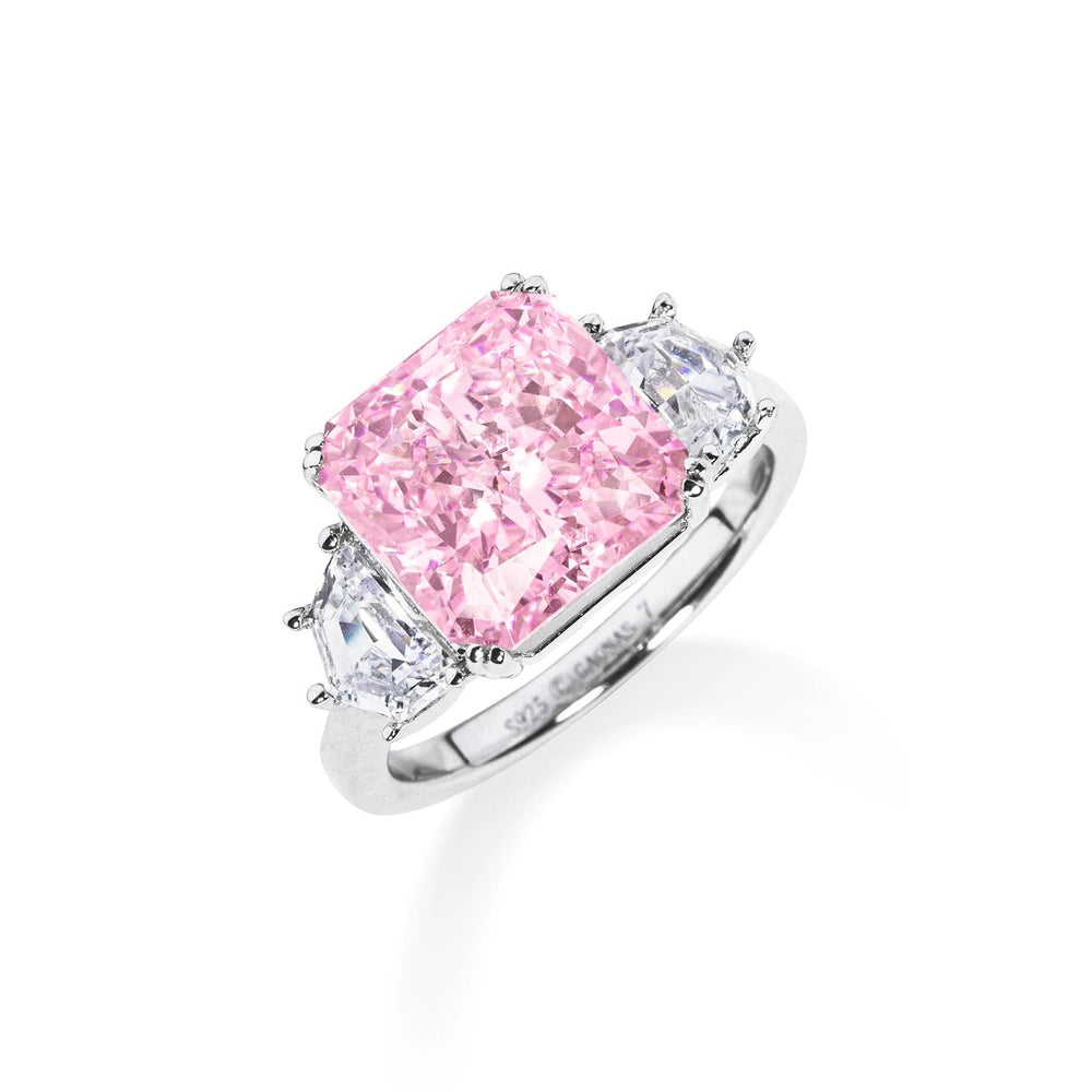 Vintage - Inspired Pink Emerald Cut Decoy Travel Engagement Ring 5.5 Carat - WonderlandByLilian