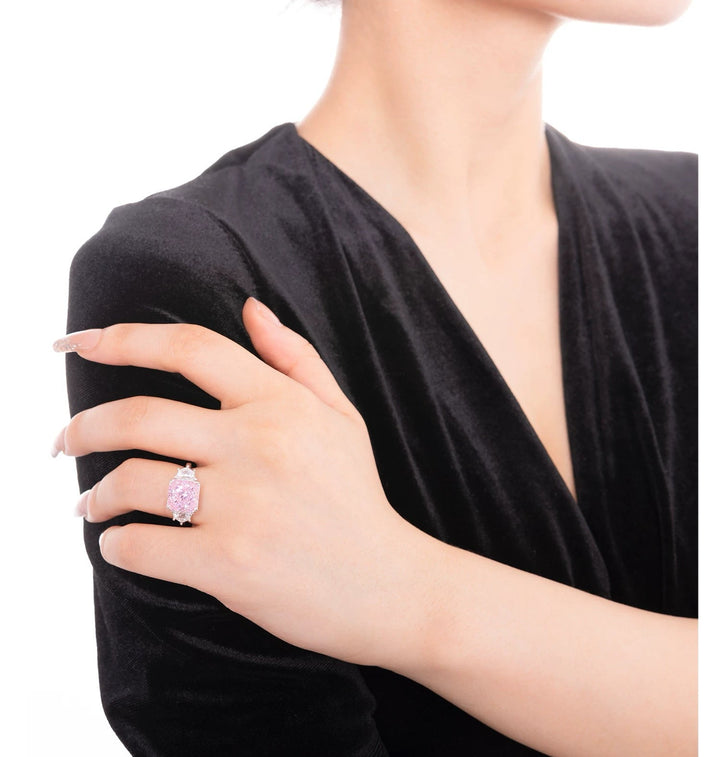 Vintage - Inspired Pink Emerald Cut Decoy Travel Engagement Ring 5.5 Carat - WonderlandByLilian