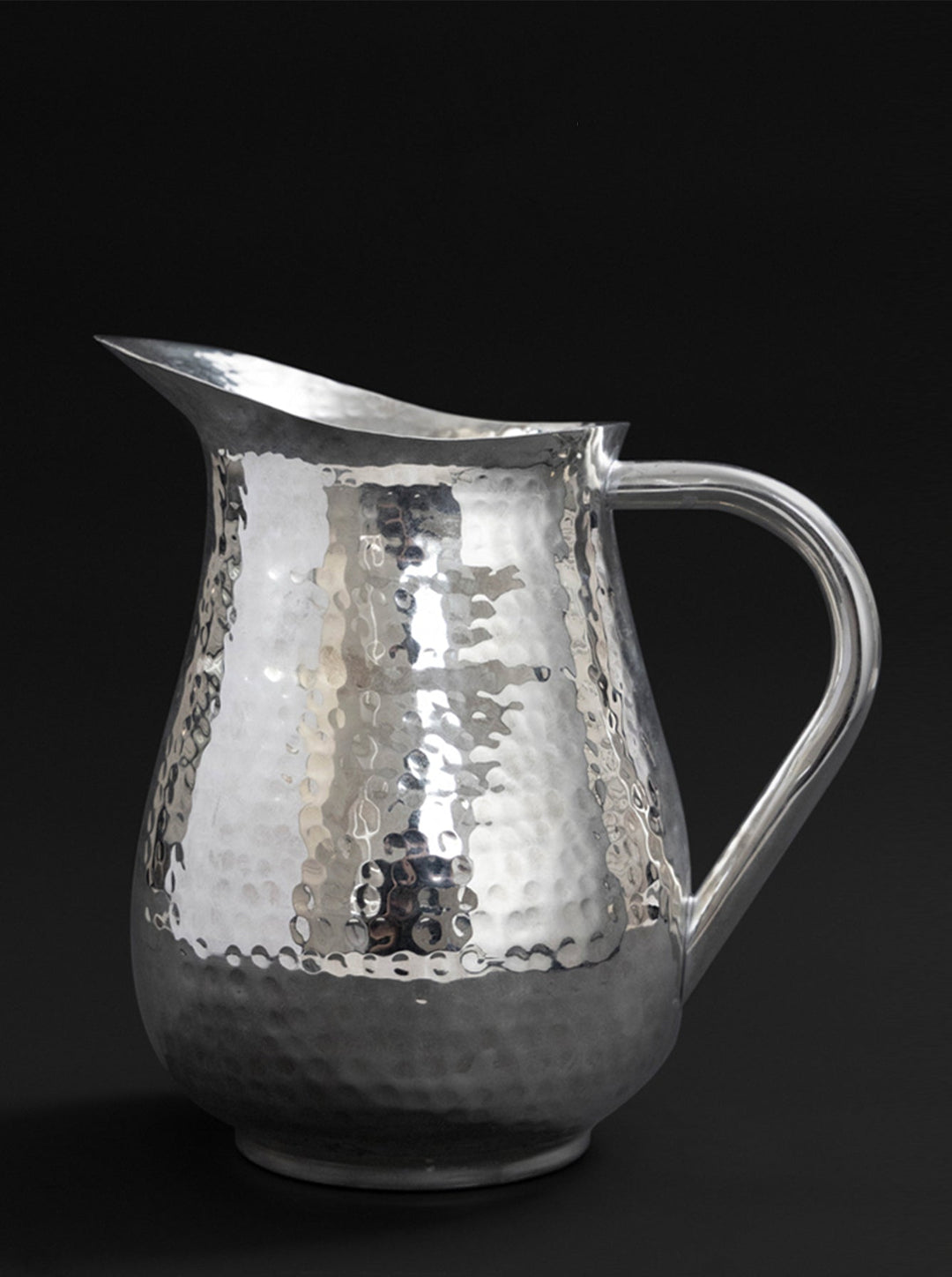 Vintage - Inspired Regency Handmade Indian Brass Vase with Hammered Pitcher and Silver Chrome Finish - WonderlandByLilian